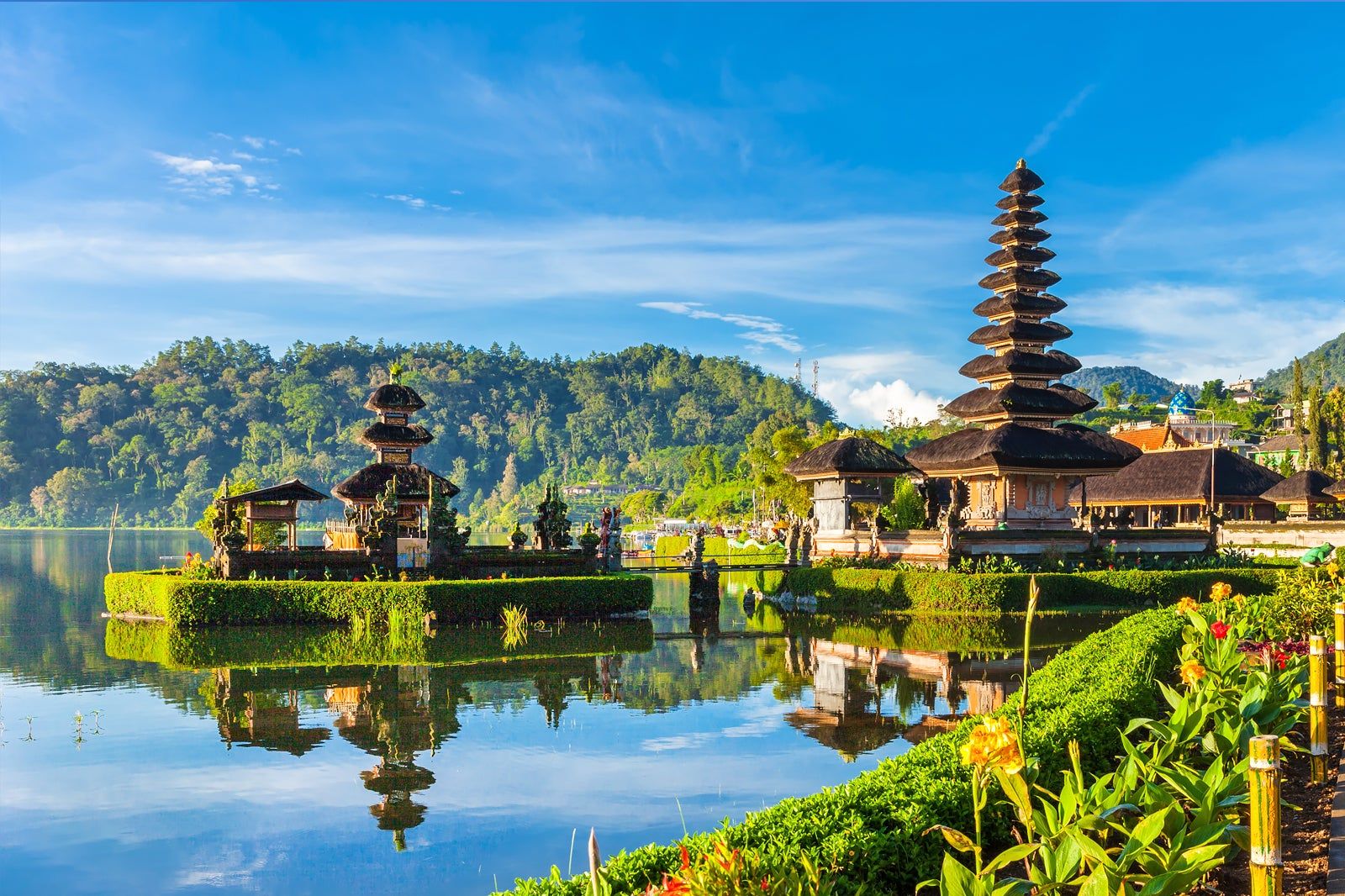 Ancient Balinese temple surrounded by tropical greenery