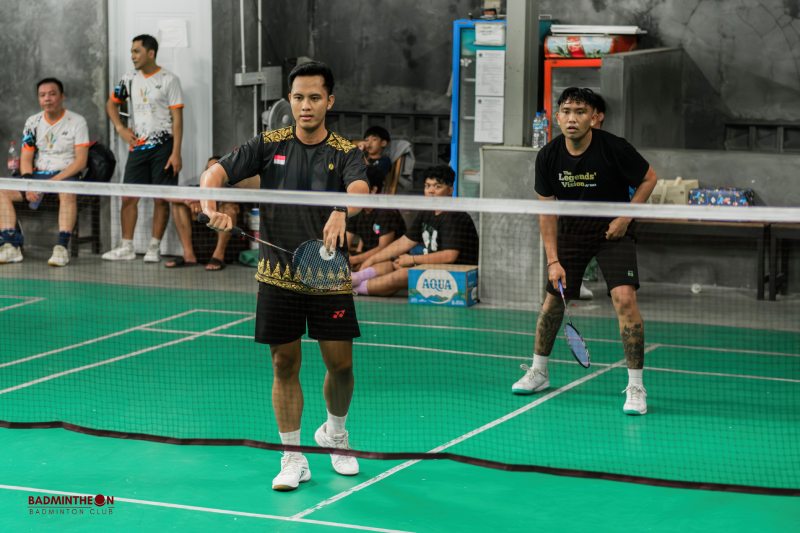 Badminton player in action on court in Bali